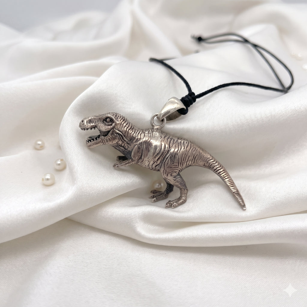 Tyrannosaurus Rex T-Rex 925 Sterling Silver Gold Brass Charm Necklace Pendant Jewelry