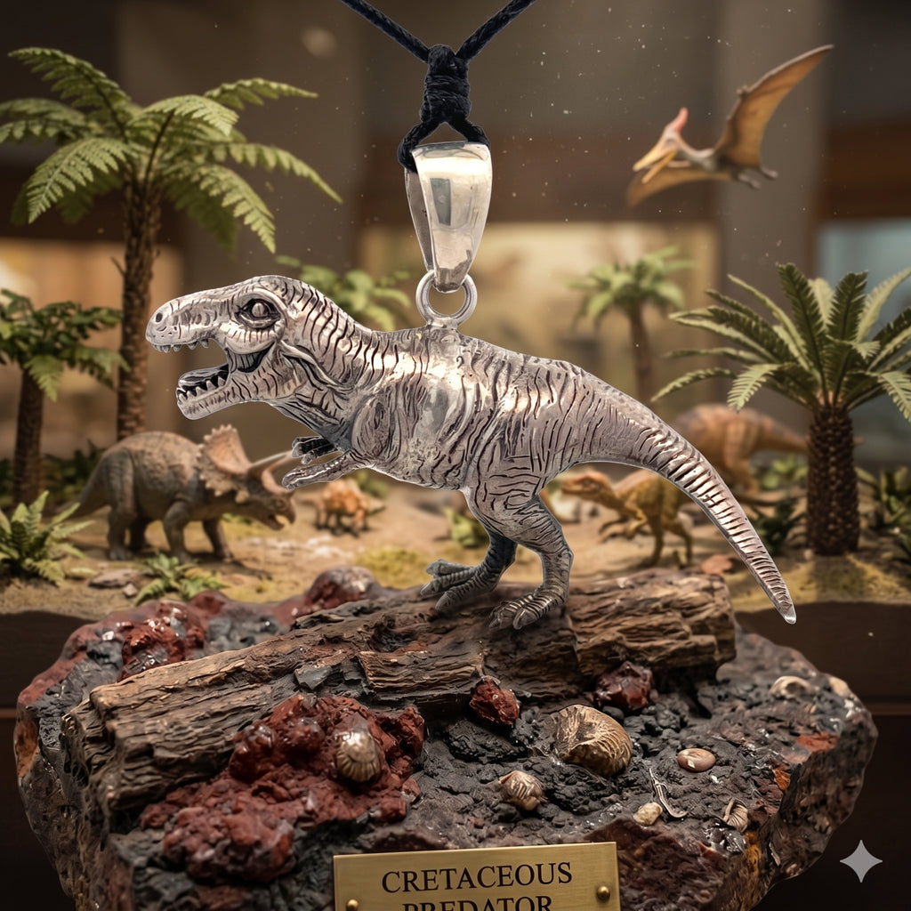 Tyrannosaurus Rex T-Rex 925 Sterling Silver Gold Brass Charm Necklace Pendant Jewelry