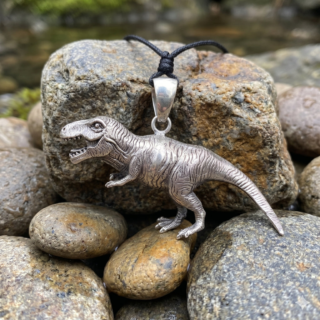 Tyrannosaurus Rex T-Rex 925 Sterling Silver Gold Brass Charm Necklace Pendant Jewelry