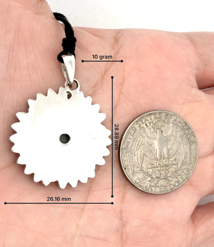 Daisy Flower 92.5 Sterling Silver  Brass Charm Necklace Pendant Jewelry