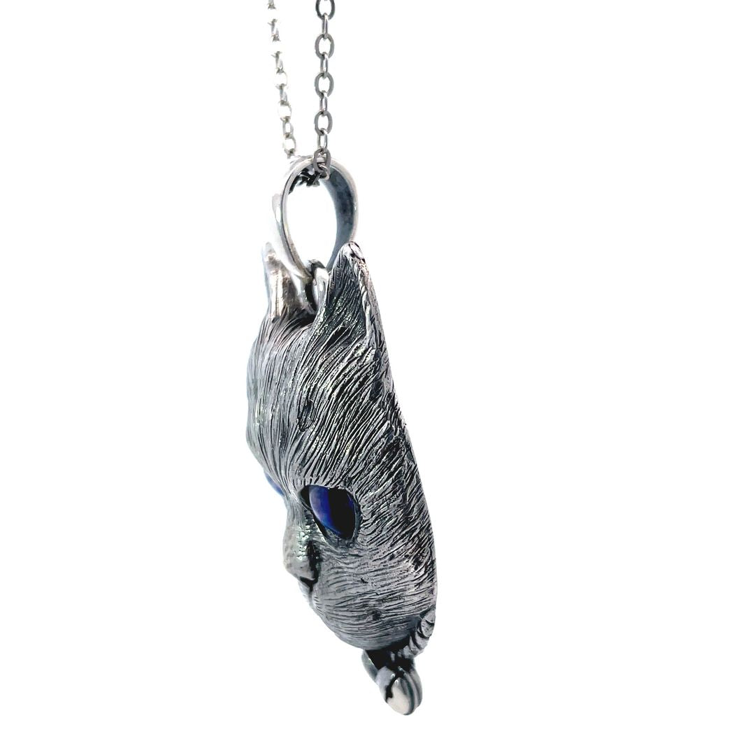 Gorgeous Cat Galaxy Eyes Large Size Sterling Silver Pendant Necklace