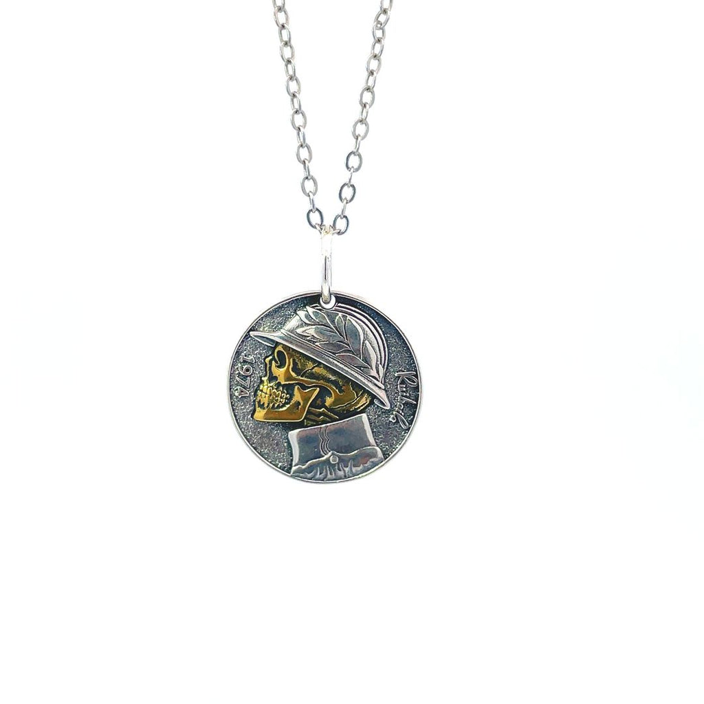 Gothic Skull Head Hip Hop Style Sterling Silver Gold Brass Pendant Necklace