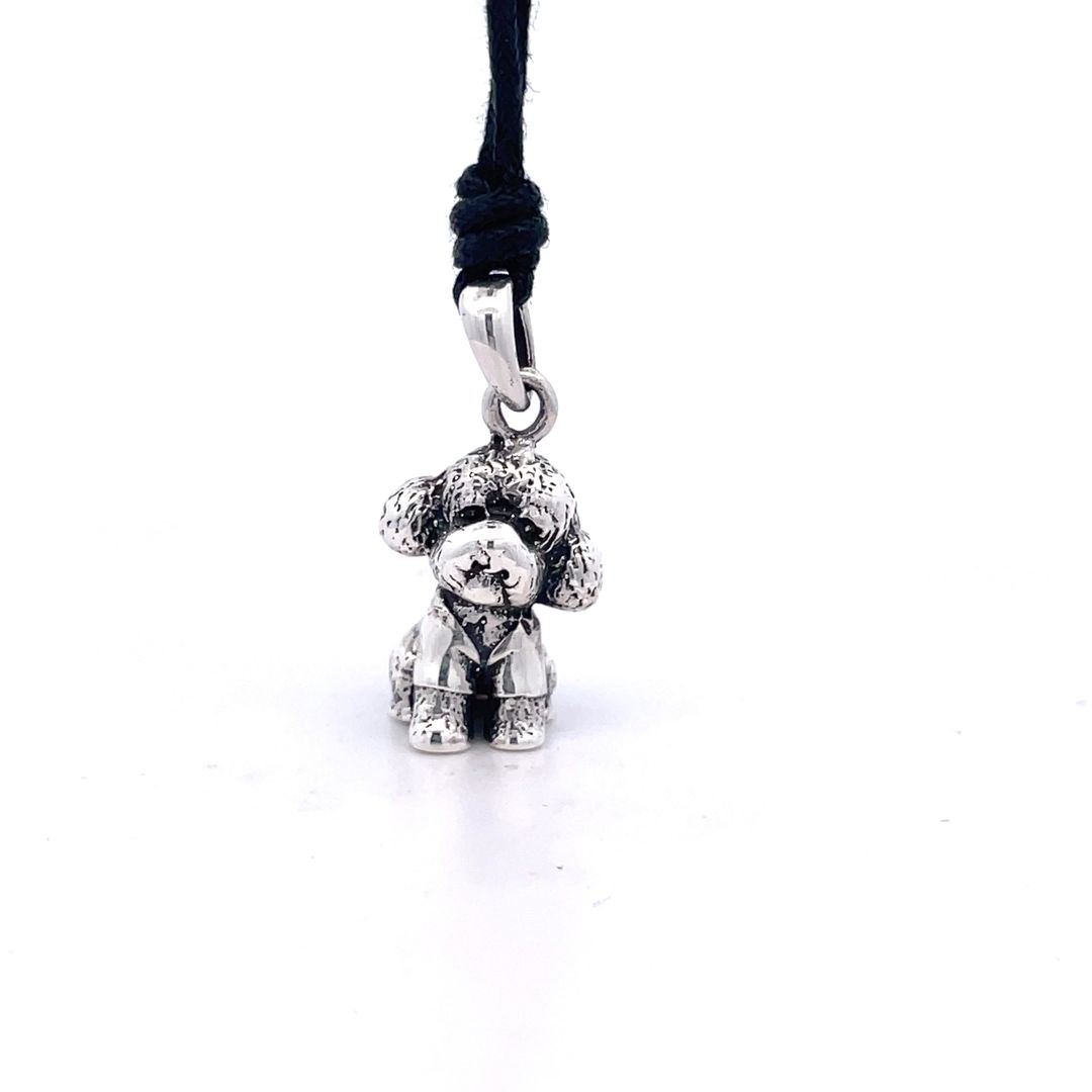 Vintage Cute Teddy Dog Pendant Sterling Silver Pendant Necklace