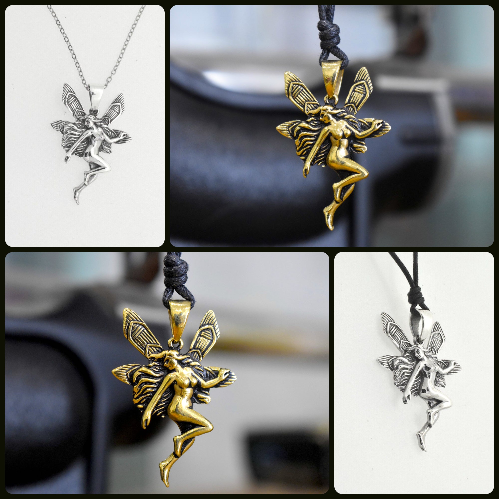 Fantasy Fairy Angel Nymph Silver Charm Earrings - Sterling Silver Hooks - Handmade Gift