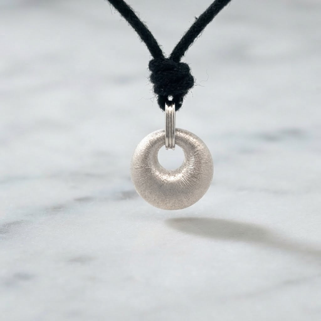 Donut Circle 92.5 Sterling Silver Charm Necklace Pendant Jewelry