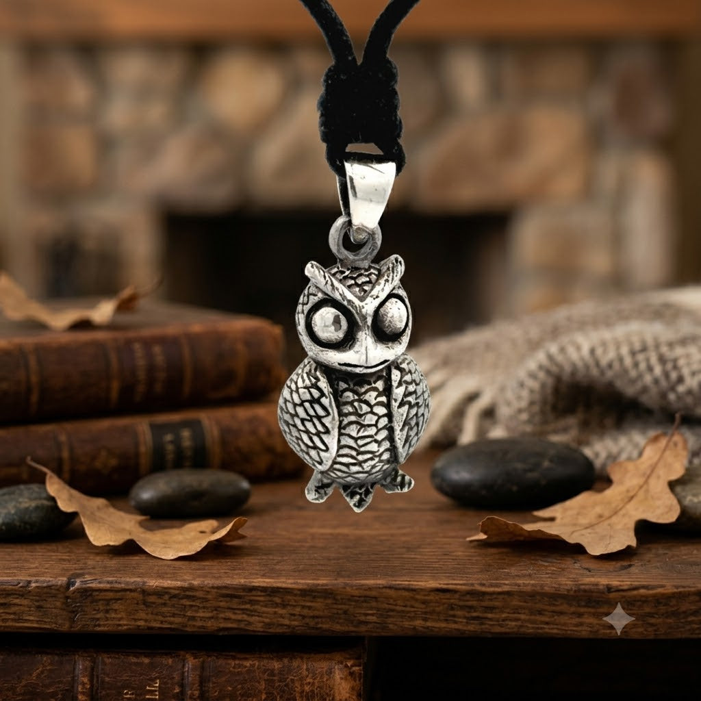 Unique Owl Bird Handmade 92.5 Sterling Silver Brass Pewter Necklace Pendant Jewelry