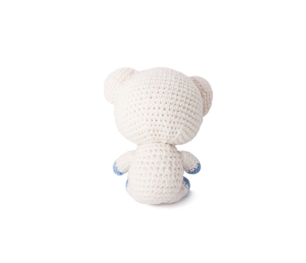 White-Blue Bear, Baby toy Handmade Amigurumi Stuffed Toy Knit Crochet Doll VAC