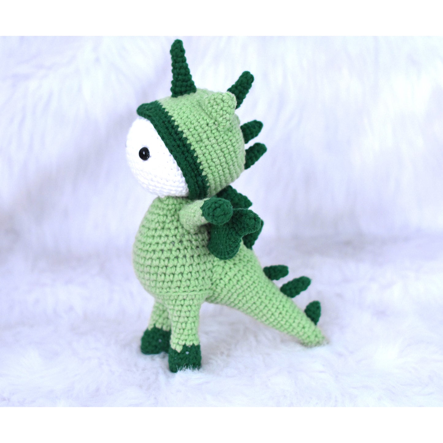 Boy in Flying Dinosaur Outfit Handmade Amigurumi Stuffed Knit Crochet Doll VAC