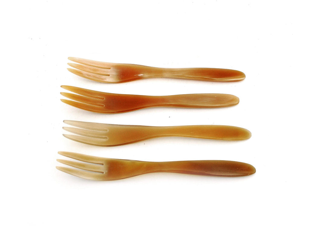 Handcrafted Natural Unique Vietnamese Buffalo Horn Fork Honey White Mix Color
