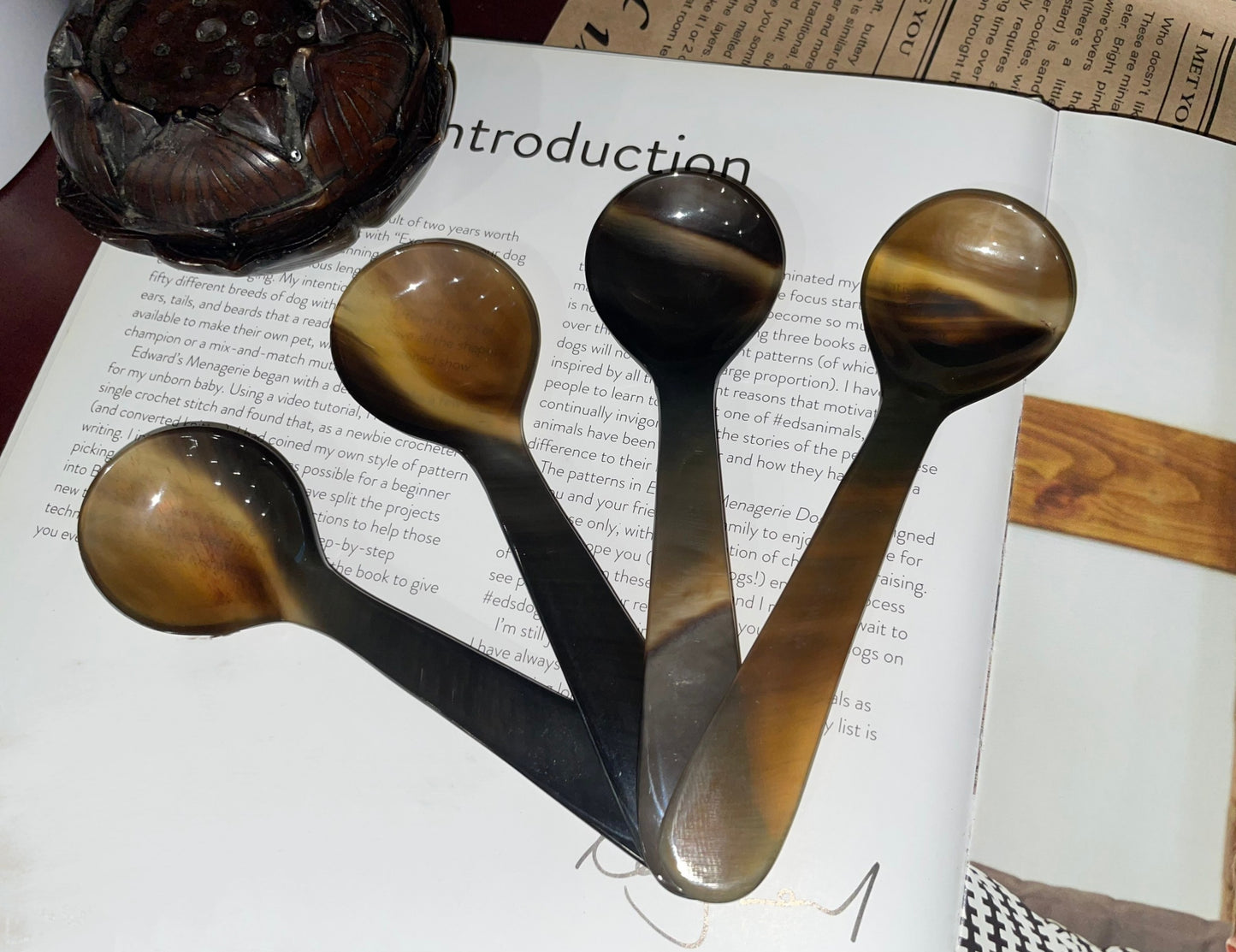 Handcrafted Unique Vietnamese Buffalo Horn Round Dinning Dinner Rice Soup Spoon