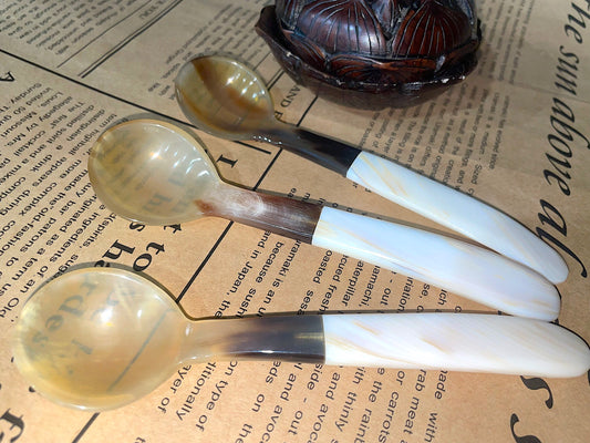 Handcrafted Natural Unique Vietnamese Mother Of Pearl & Horn Spoons