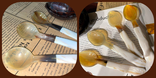 Handcrafted Natural Unique Vietnamese Mother Of Pearl & Horn Spoons