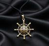 Large Antique Bronze Ship Wheel Pendant Charm Necklace Pendent Jewelry