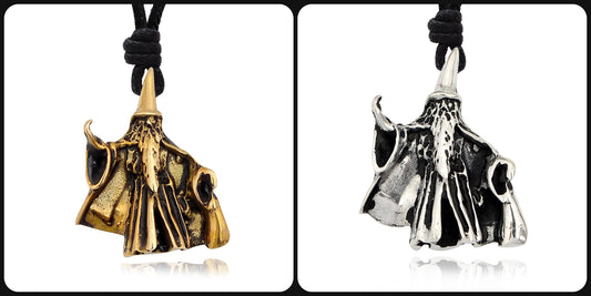 Wizard Merlin Gandalf Handmade Sterling Silver Gold Brass Necklace Pendant Jewelry