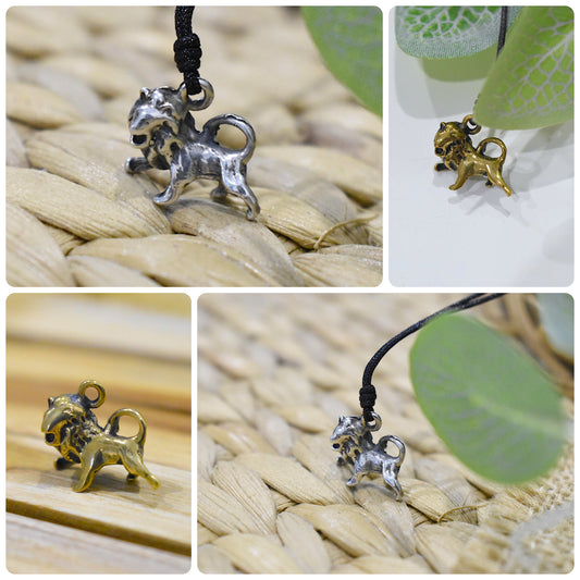 Lion 92.5 Sterling Silver Gold Brass Charm Necklace Pendant Jewelry