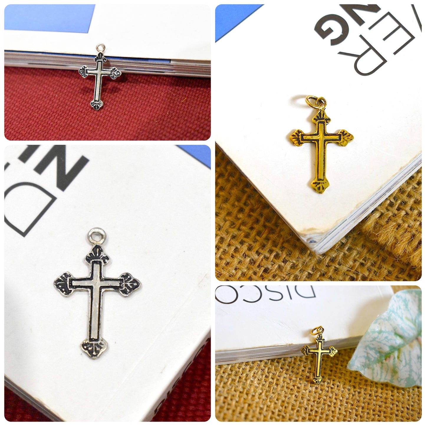 Cross Of Jesus Sterling-silver Pewter Gold Brass Charm Necklace Pendant Jewelry