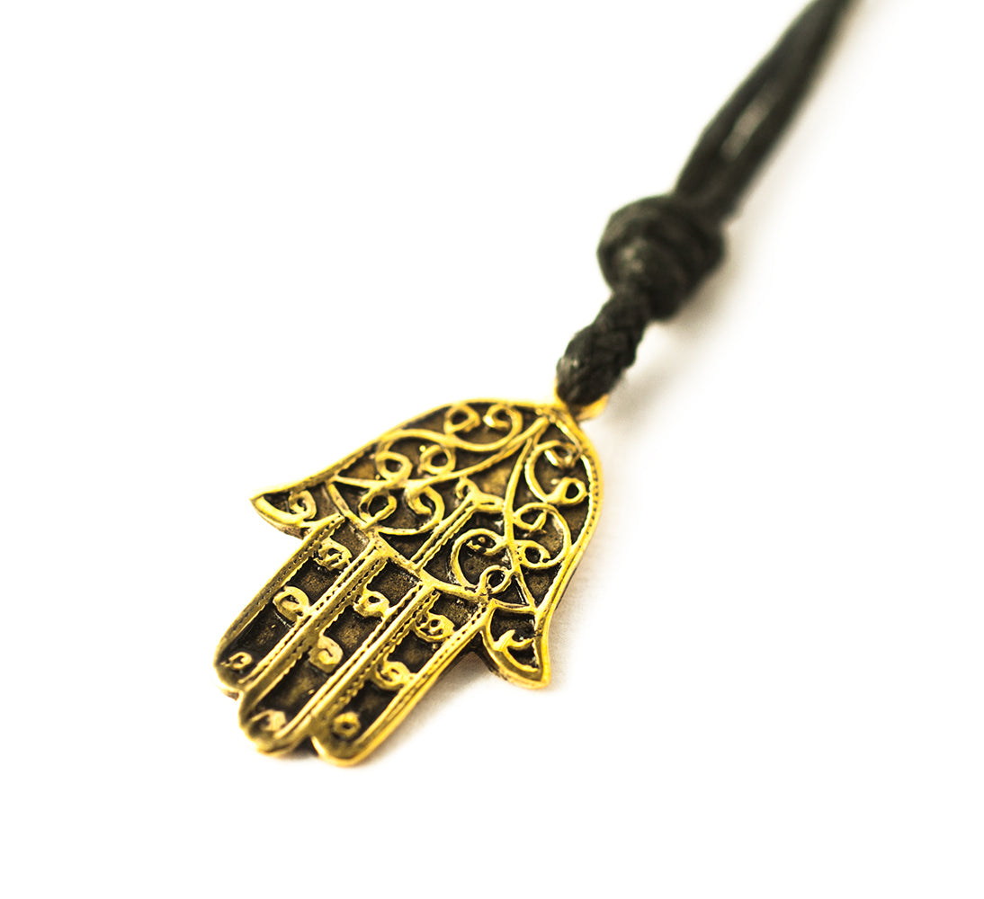 Jewish Hamsa Hand of God Handmade Brass Necklace Pendant Jewelry