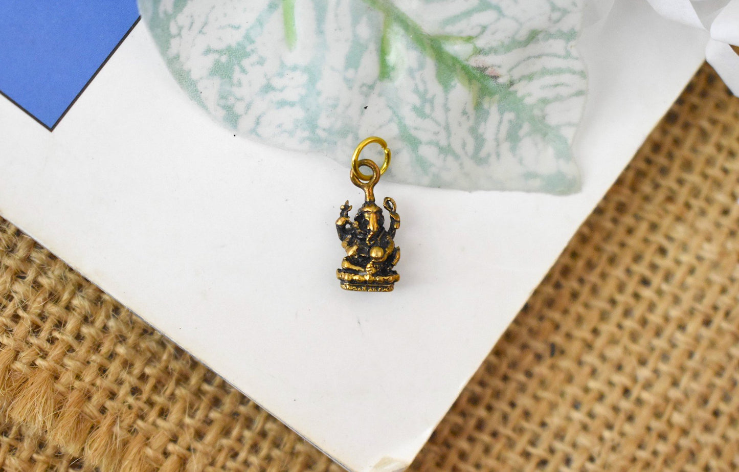 Ganesh Hindu Elephant God 92.5 Sterling Silver Brass Necklace Pendant Jewelry
