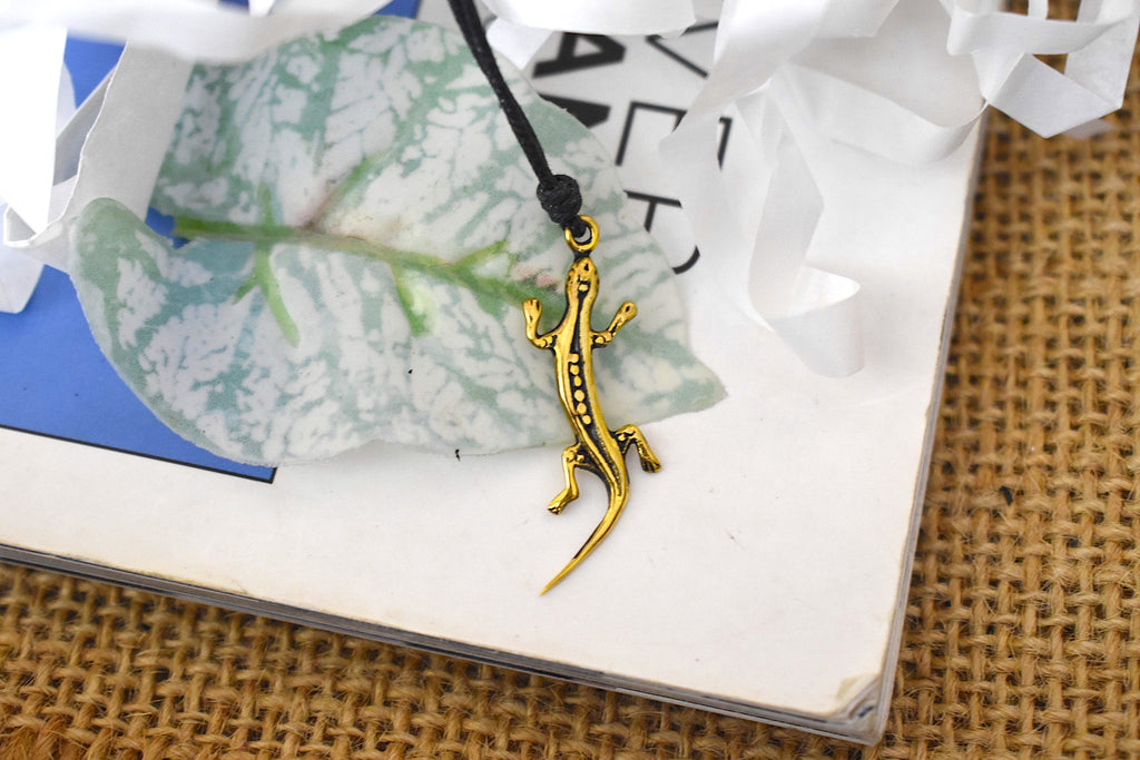 New Lizard 92.5 Sterling Silver Gold Brass Charm Necklace Pendant Jewelry