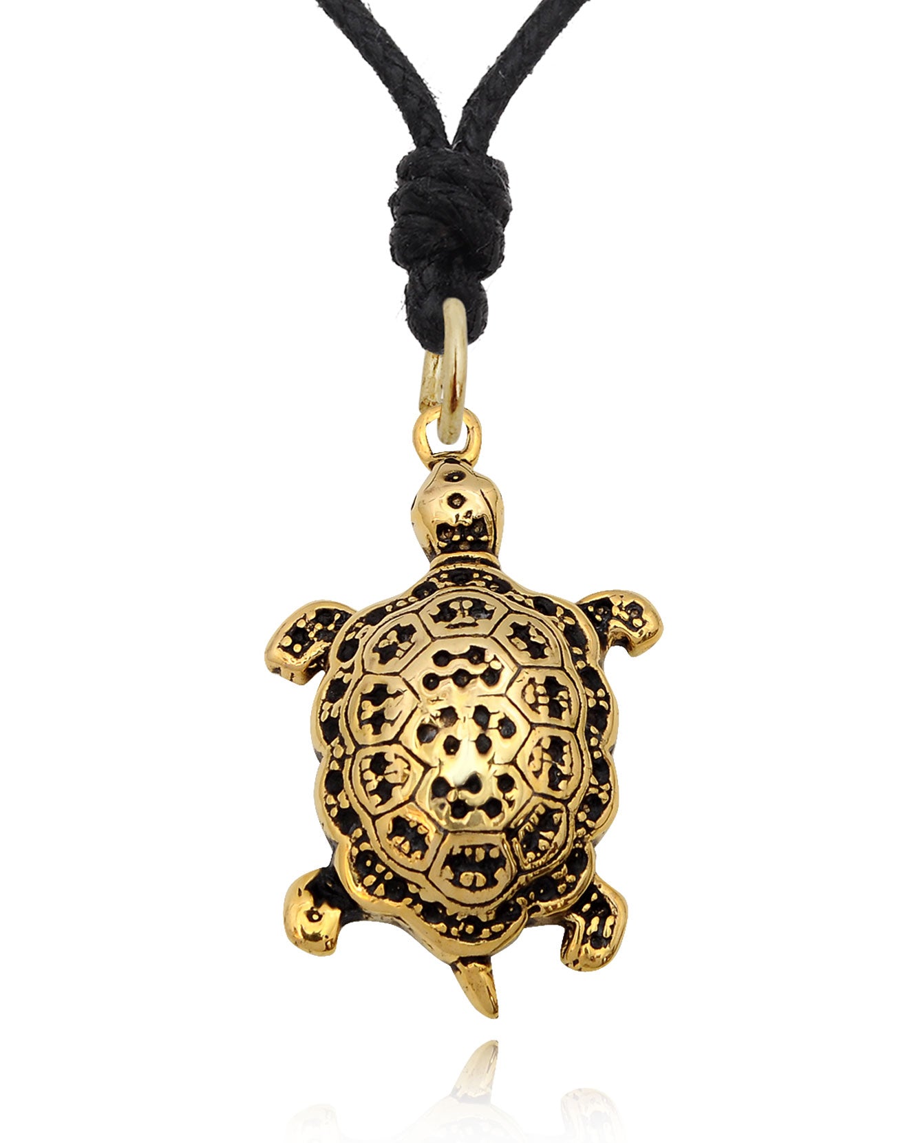Turtle Chinese Luck I Ching Handmade Brass Necklace Pendant Jewelry