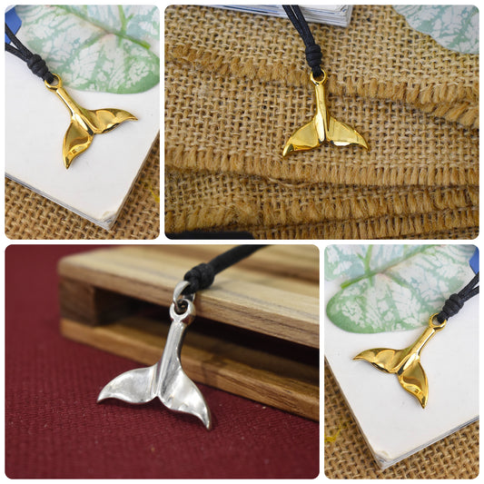 Unique Whale Tail Silver Pewter Brass Charm Necklace Pendant Jewelry