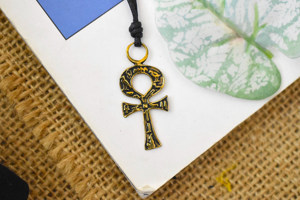 Egyptian Key Silver Gold Brass Charm Necklace Pendant Jewelry
