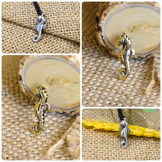 Sea Horse Handmade 92.5 Sterling Silver Gold Brass Necklace Pendant Jewelry