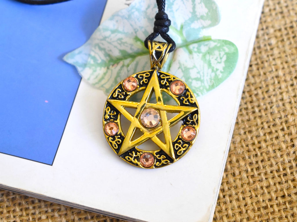 Color Pentagram Silver Pewter Gold Brass Charm Necklace Pendant Jewelry