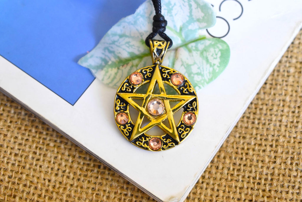 Color Pentagram Silver Pewter Gold Brass Charm Necklace Pendant Jewelry