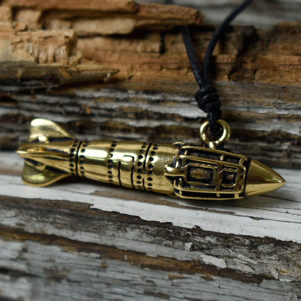 New Missle Rocket 92.5 Sterling Silver Pewter Brass Necklace Pendant Jewelry