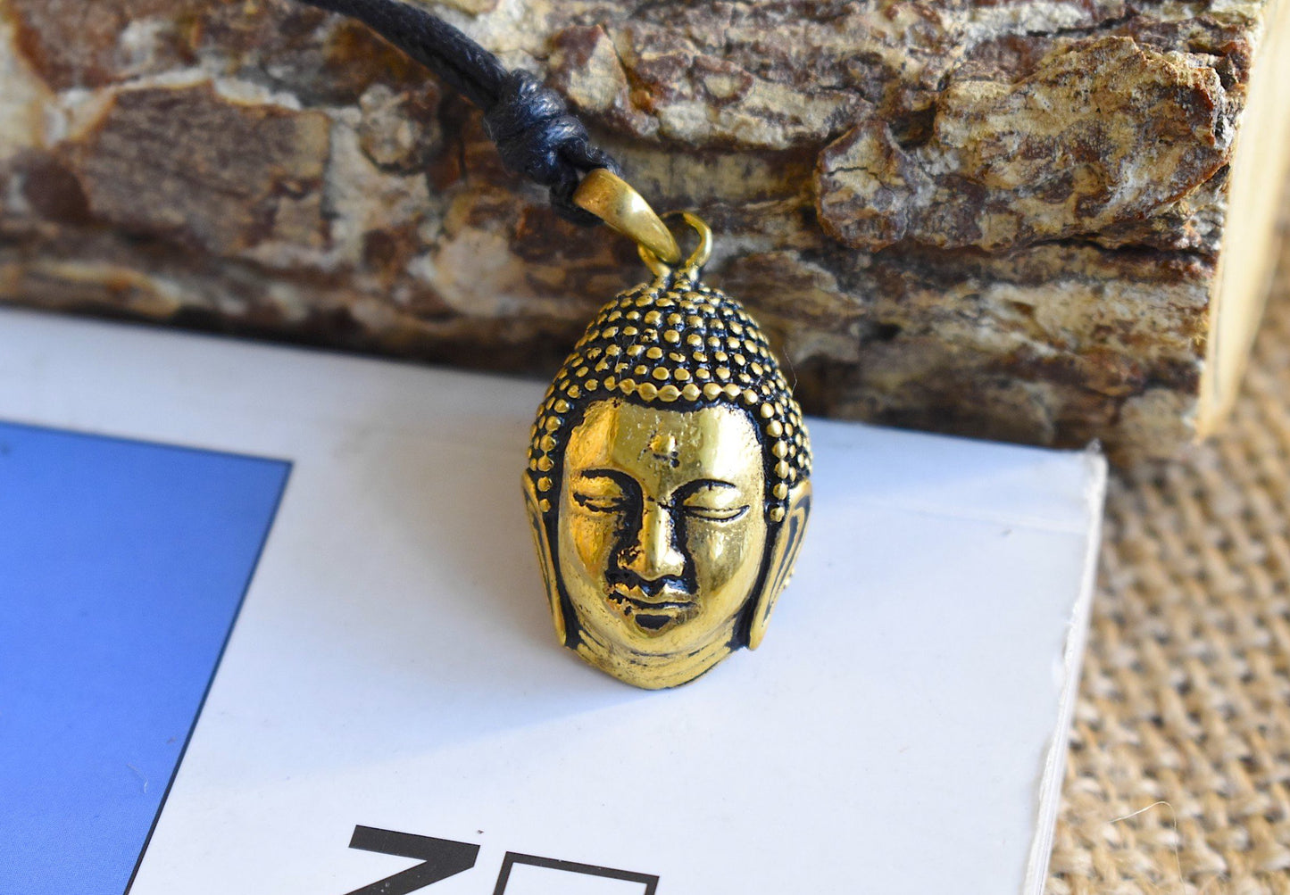 New Buddha Head Gold Brass Charm Necklace Pendant Jewelry