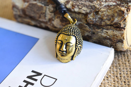 New Buddha Head Gold Brass Charm Necklace Pendant Jewelry