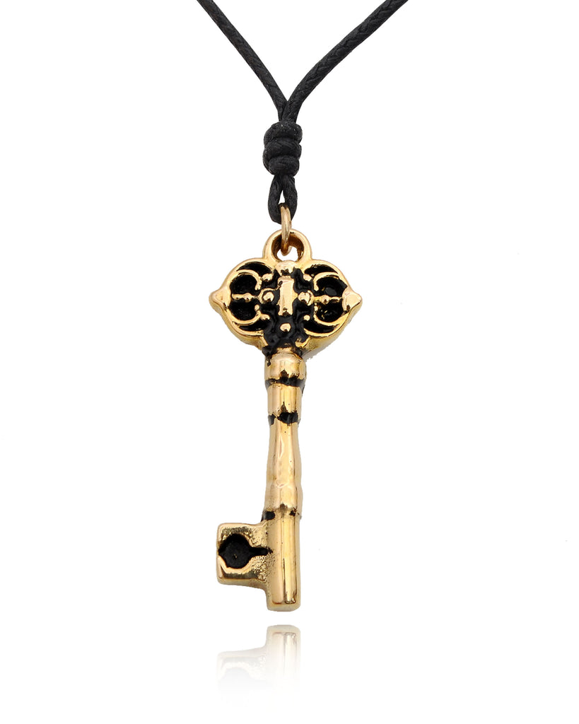 Lock And Key Friendship Handmade Gold Brass Charm Necklace Pendant Jewelry