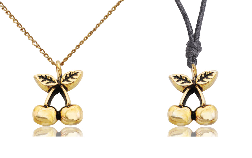 Cute Fruit Pendants Cherry Silver Pewter Brass Charm Necklace Pendant Jewelry