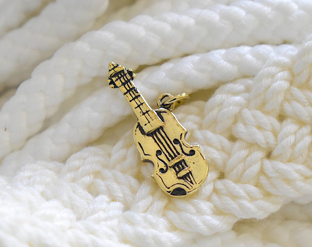 Lovely Guitar Silver Pewter Gold Brass Charm Necklace Pendant Jewelry