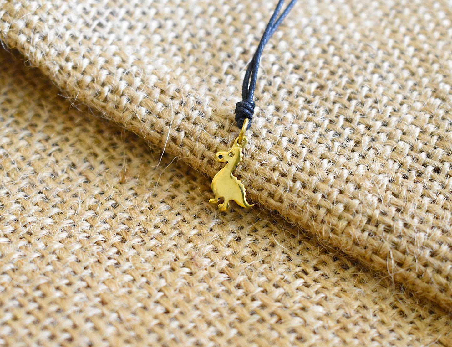 Cute Little Golden Dinosaur Silver Pewter Gold Brass Charm Necklace Pendant Jewelry