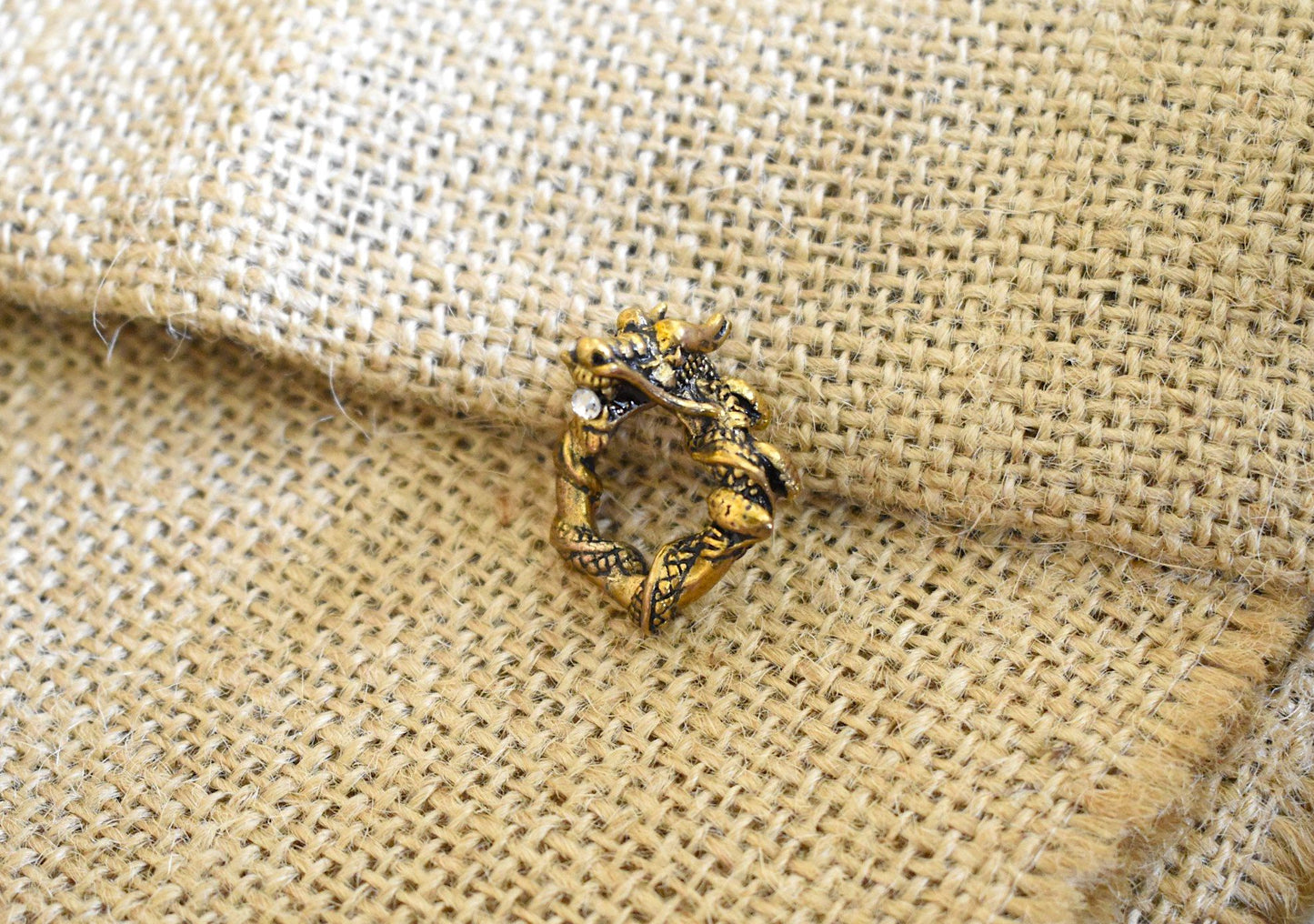 Ouroboros Dragon Handmade Gold Brass Necklace Pendant Jewelry