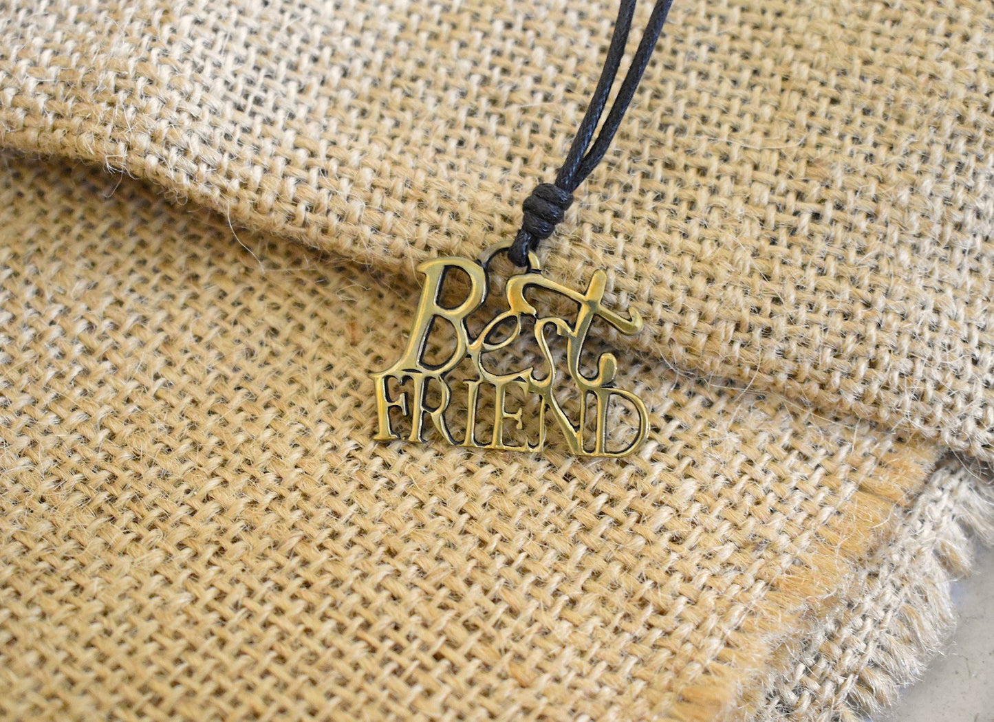 Best Friend Silver Pewter Gold Brass Charm Necklace Pendant