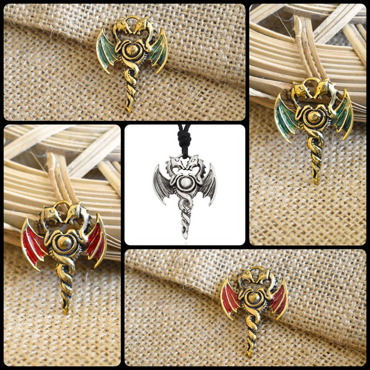Unique Dragon & Sword Silver Pewter Gold Brass Charm Necklace Pendant Jewelry