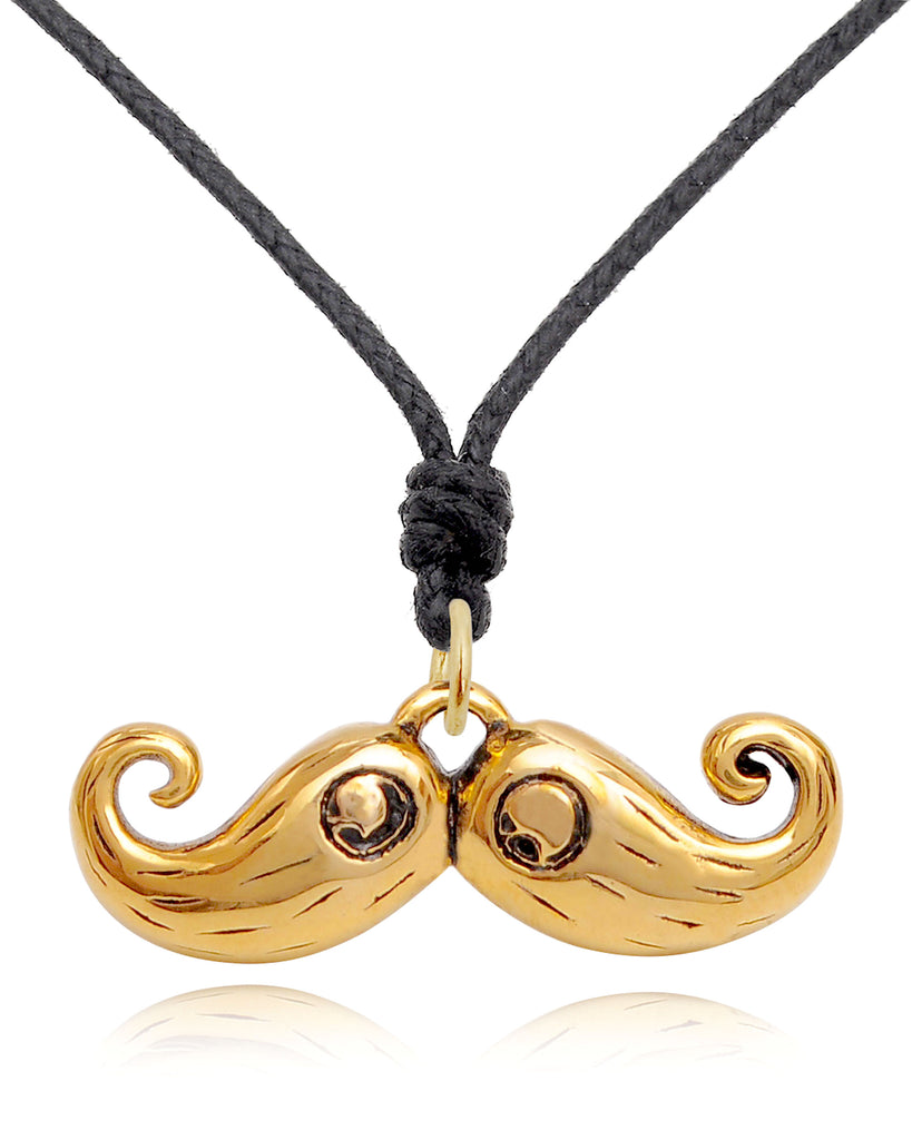 Cute Moustache Silver Pewter Gold Brass Charm Necklace Pendant Jewelry