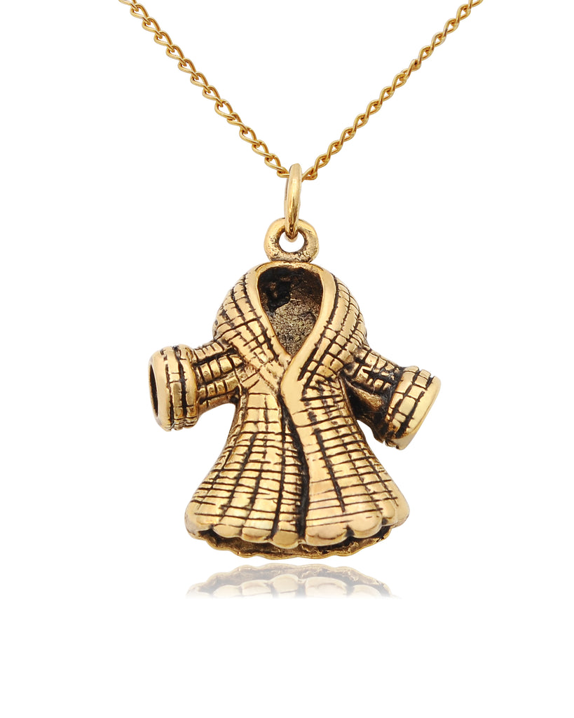 Winter & Fur Coat Silver Pewter Gold Brass Charm Necklace Pendant Jewelry