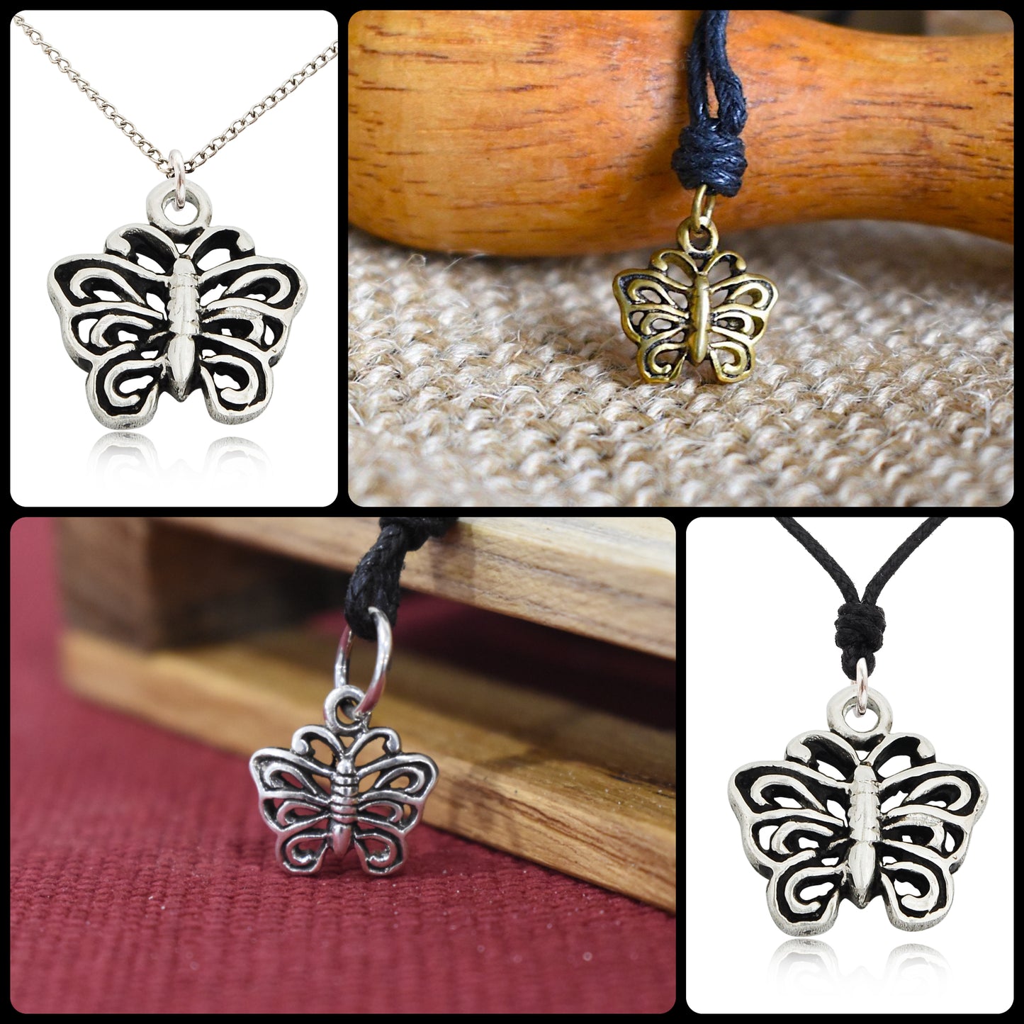 Unique Butterfly Sterling-silver Pewter Gold Charm Necklace Pendant Jewelry
