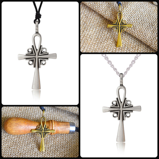 Trendy Egyptian Ankh Pewter Silver Gold Brass Charm Necklace Pendant Jewelry