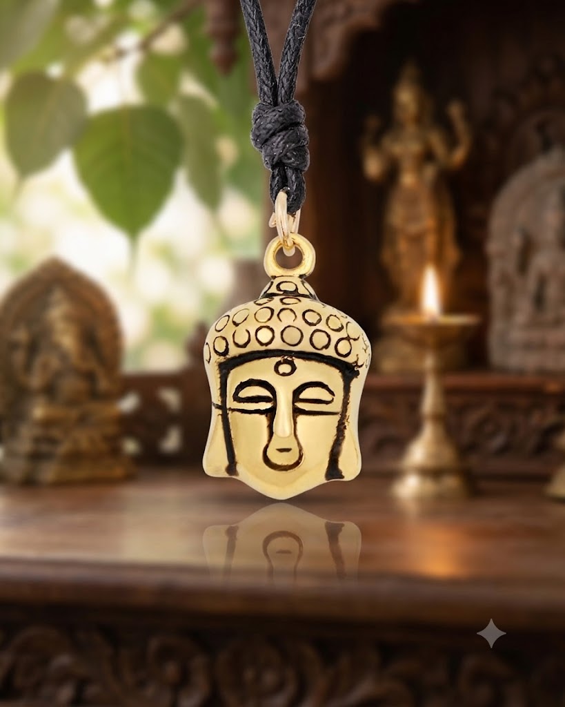 Buddha Head Silver Pewter Gold Brass Charm Necklace Pendant Jewelry