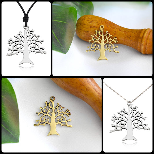 Oak Tree 92.5 Sterling Silver Pewter Gold Brass Charm Necklace Pendant Jewelry