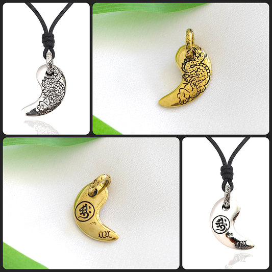 Yin Yang Japanese 92.5 Sterling Silver Gold Brass Charm Necklace Pendant Jewelry
