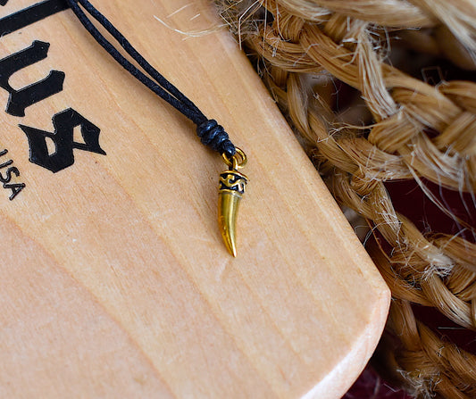 Cute Mini Fang Tooth Gold Brass Necklace Pendant Jewelry