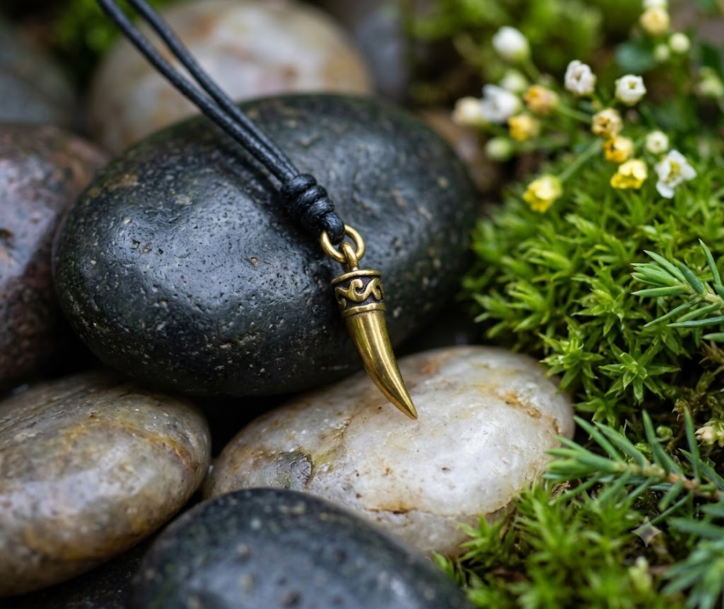 Cute Mini Fang Tooth 92.5 Sterling Silver Gold Brass  Charm Necklace Pendant Jewelry