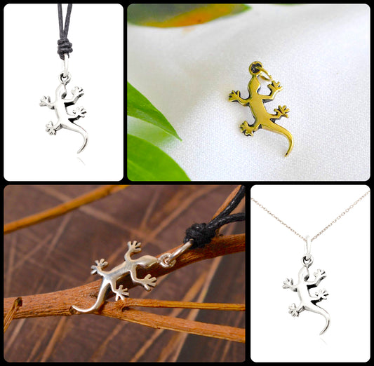 Lizard Reptile Handmade 92.5 Sterling Silver Necklace Pendant Jewelry