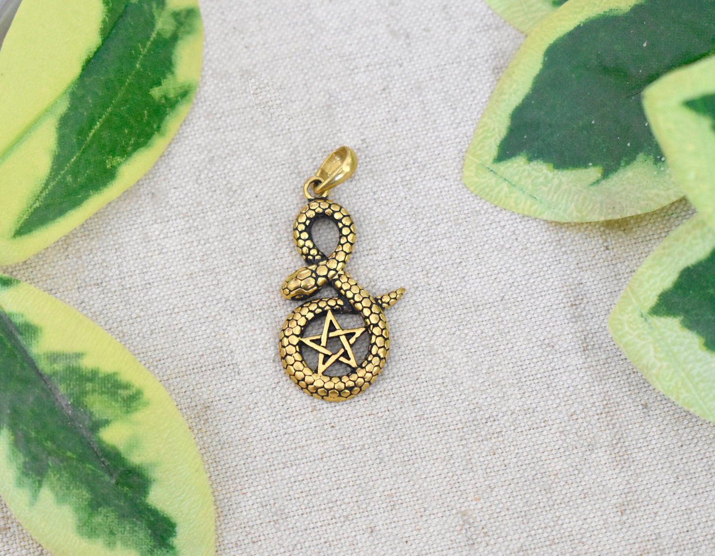 Pentagram Snake 92.5 Sterling Silver Pewter Brass Necklace Pendant Jewelry